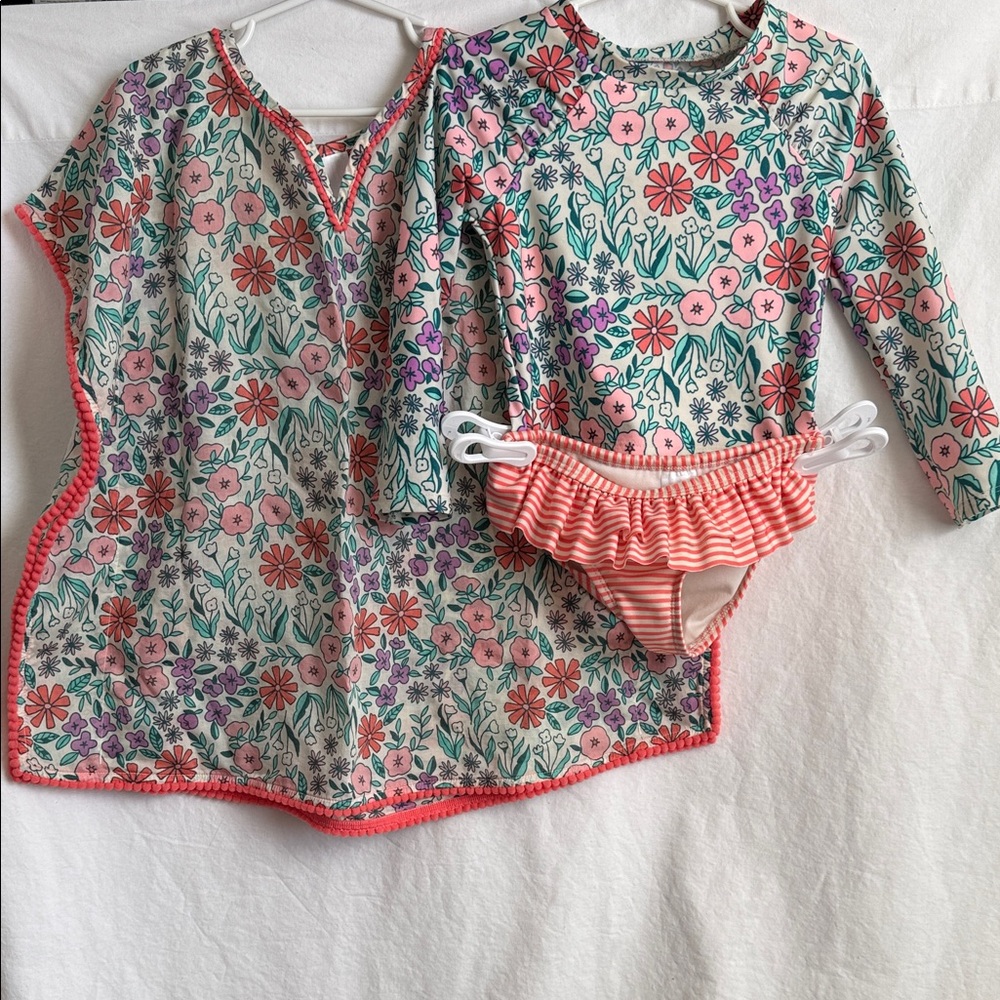 Cat & Jack Floral Rashguard Set - Pink, Green, Purple